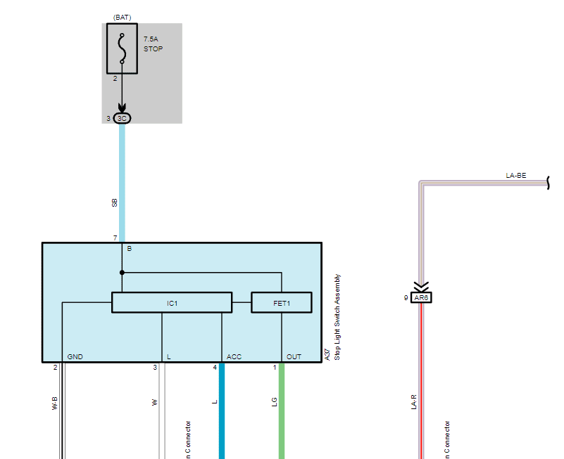 Toyota Camry stop light wiring diagram