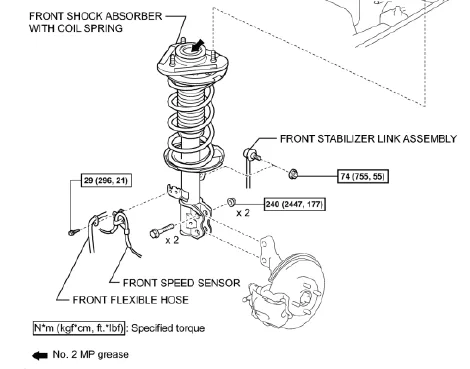Toyota Corolla front suspension diagram